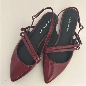 Madden Girl Women's Burgundy 
Pointed-Toe Slingback Flats